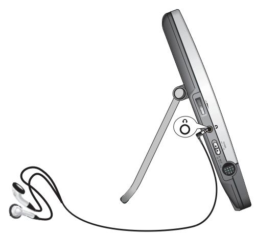 LENCO MES-330 - Raccordement des écouteurs (accessoire optionnel) au lecteur et à l'écran LCD - 2