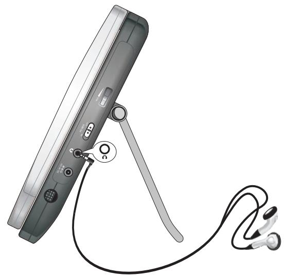LENCO MES-330 - Raccordement des écouteurs (accessoire optionnel) au lecteur et à l'écran LCD - 1