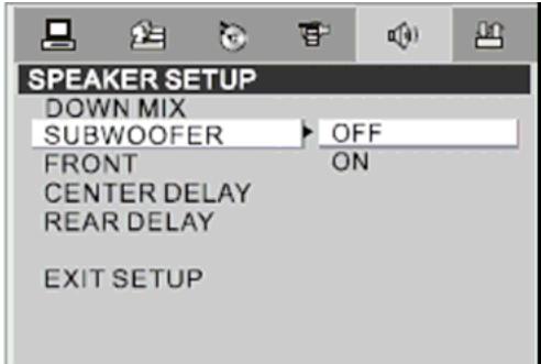 LENCO DVD-51 - e) SPEAKER SETUP [CONFIGURATION DES HAUT-PARLEURS] - 2