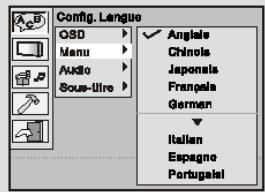 LENCO DVP-742 - Configuration de la langue de l'affichage d'écran, Menu, Voix, Sous-titres - 3