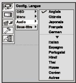 LENCO DVP-742 - Configuration de la langue de l'affichage d'écran, Menu, Voix, Sous-titres - 4