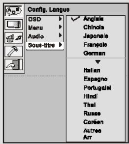 LENCO DVP-742 - Configuration de la langue de l'affichage d'écran, Menu, Voix, Sous-titres - 5