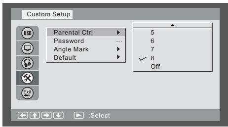 LENCO DVR-706 - Réglage de contrôle parental, mot de passe, angle de caméra, par défaut - 1
