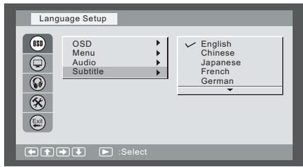 LENCO DVR-706 - Régler la langue OSD, menu, audio, sous-titres - 4