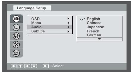 LENCO DVR-706 - Régler la langue OSD, menu, audio, sous-titres - 3