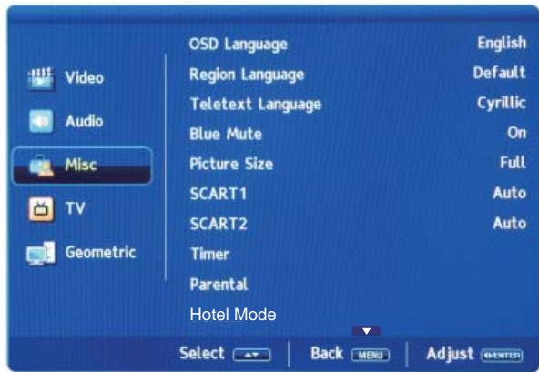 LENCO DVT-2622 - Menu "divers - 1
