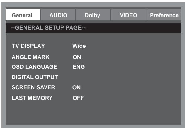 LENCO DVT-2622B - Menu de ajustes General (General) - 1