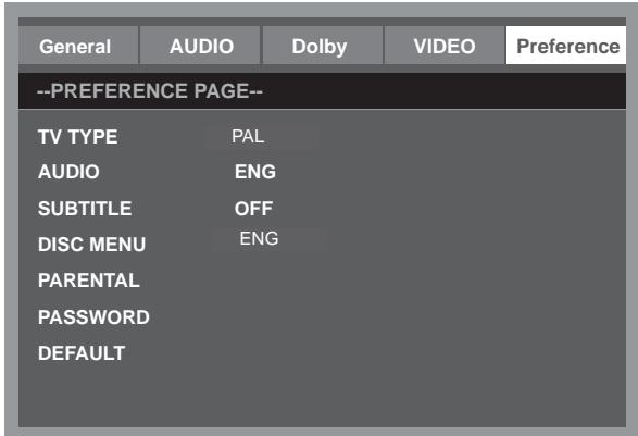 LENCO DVT-2622B - Menu de configuration des préférences - 1
