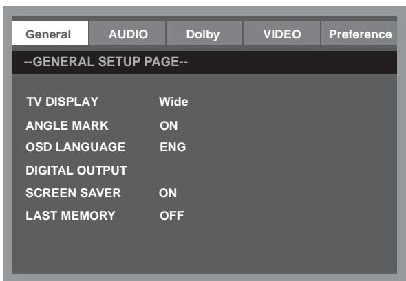 LENCO DVT-2622B - Menu de configuration générale - 1