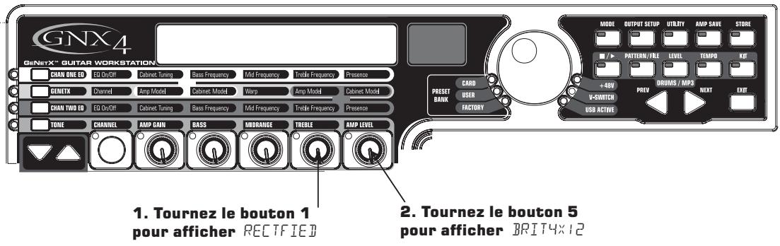 DIGITECH GNX4 - Sélection du canal d'ampli 2 et de l'enceinte - 1