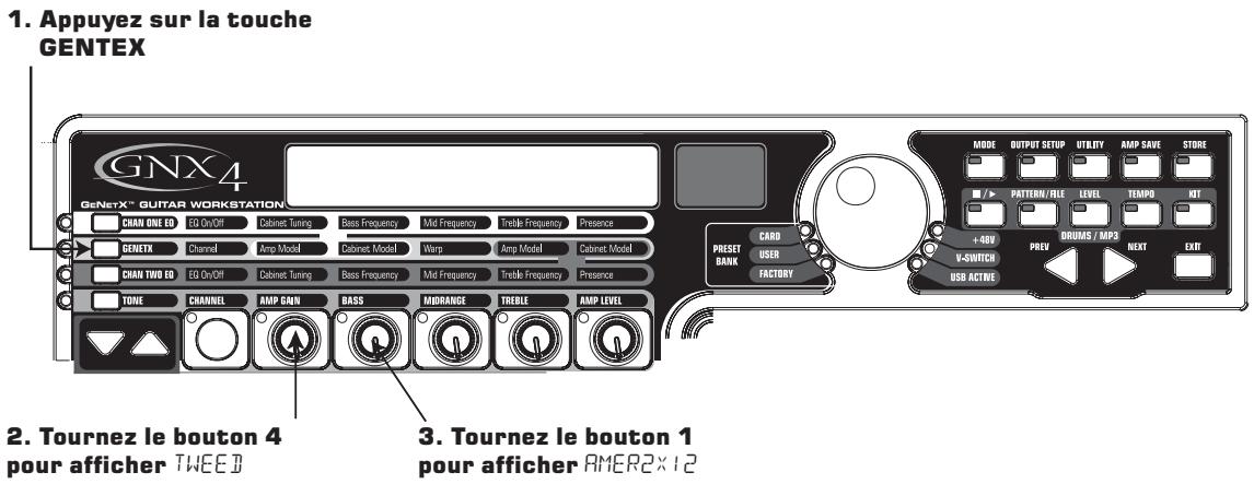 DIGITECH GNX4 - Sélection du canal d'ampli i et de l'enceinte - 1