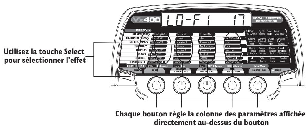 DIGITECH VX400 - Pour éoperator ou créer un Preset : - 1