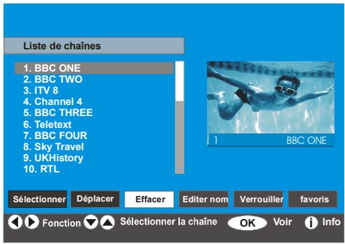 SABA S 32 TNV 08 - Supprimer des chaînes dans la liste des chaînes - 1