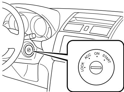 MAZDA 6 2008 - Positions du contacteur d'allumage (sans clé avancée) - 1