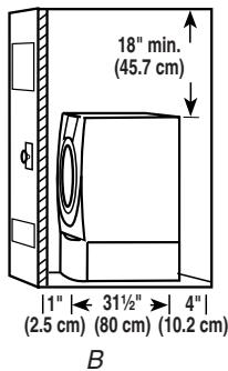 BAUKNECHT WFW9400SZ - Recommended installation spacing for recessed or closet installation, with or without a pedestal - 3