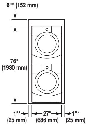 BAUKNECHT WFW9550WL - Recommended installation spacing for recessed or closet installation, with stacked washer and dryer - 4