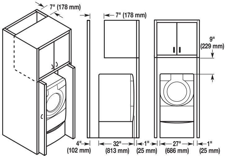 BAUKNECHT WFW9550WL - Recommended installation spacing for cabinet installation - 1
