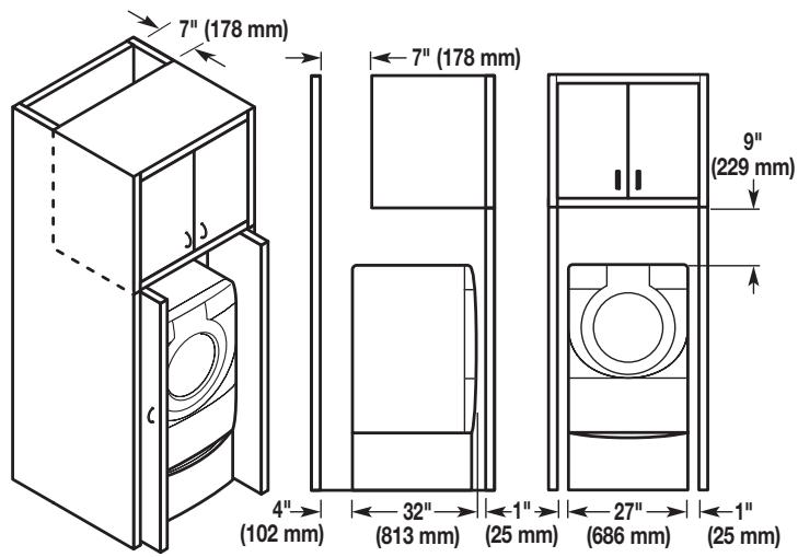BAUKNECHT WFW9550WL - Espacement recommandé pour l'installation dans un placard - 1