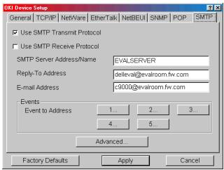 OKI C7550N - Onglet SMTP - 1
