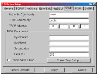 OKI C7550N - Onglet SNMP - 1