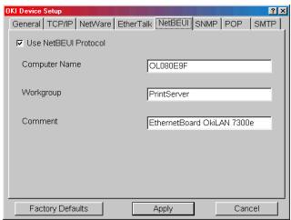 OKI C7550N - Onglet NetBEUI - 1