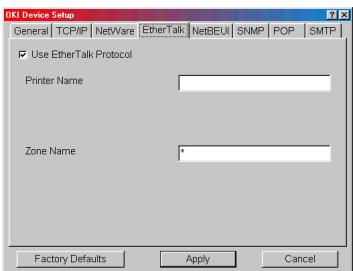 OKI C7550N - Onglet EtherTalk - 1