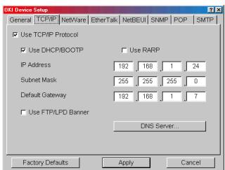OKI C7550N - Onglet TCP/IP - 1