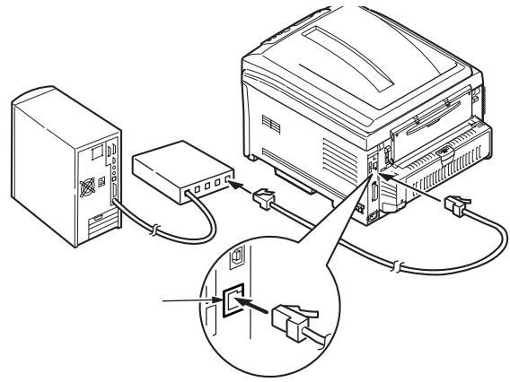 OKI C830DTN - Instalación del cable de red - 1