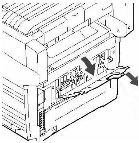 OKI CX2033MFP - Abrir la bandeja de salida posterior - 1