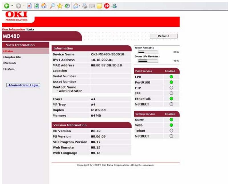 OKI MB480MFP - ...depuis la page Web - 1