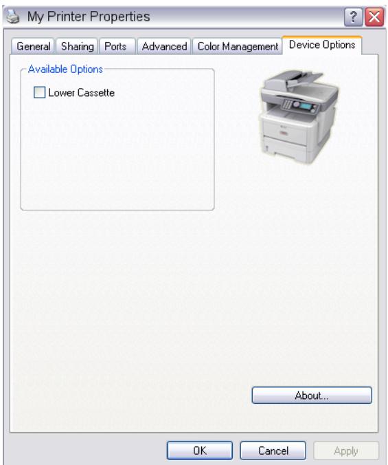 OKI MB480MFP - Onglet Options du périphérique - 1