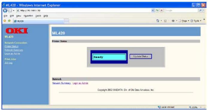 OKI ML 420 - Utilisation de la page Web intégrée au serveur d'imprimante pour configurer votre adresse IP (autre méthode) - 1