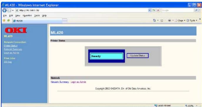 OKI ML 690 - Utilisation de la page Web intégrée au serveur d'imprimante pour configurer votre adresse IP (autre méthode) - 1