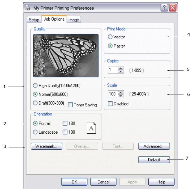 OKI B410DN - Onglet Options de travail - 1