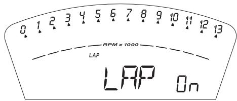 0 1 2 3 4 5 6 7 8 9 10 11 12 13 RPM x 1000 LAP LAP On