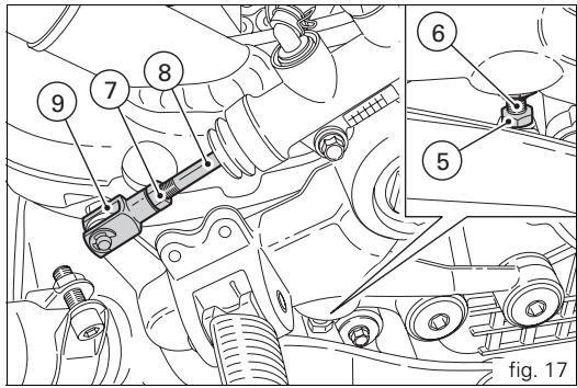 DUCATI S2R 1000 - Réglage de la position de la pédale de frein arrière (fig. 17) - 1