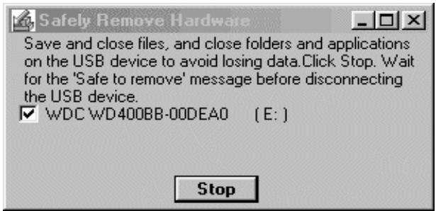 TRANSCEND TS80GHDC2 - Retirer le disque dur portable sous windows 98SE - 2