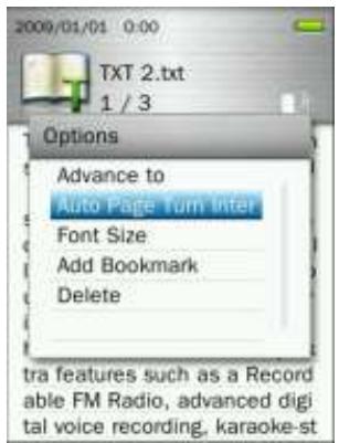 TRANSCEND MP870 - Intervalle pour tourner la page automatiquement - 1
