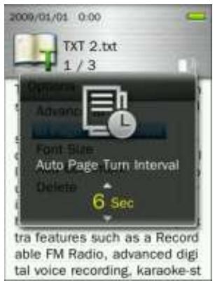 TRANSCEND MP870 - Intervalle pour tourner la page automatiquement - 2