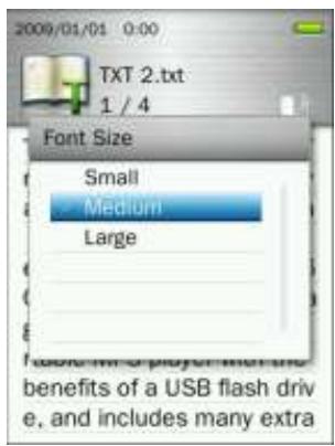 TRANSCEND MP870 - Taille de la police - 2