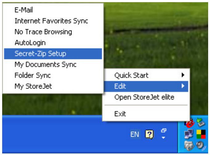 TRANSCEND STOREJET ELITE - Utilisation du menu situé dans la zone de notification - 1
