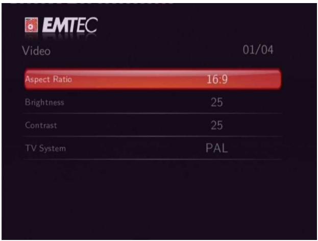 EMTEC LECTEUR MULTIMDIA N200 - Changement des paramètres video - 1
