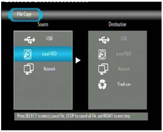 EMTEC MOVIE CUBE LECTEUR MULTIMEDIA HDD S120H - Menu de Copie - 1