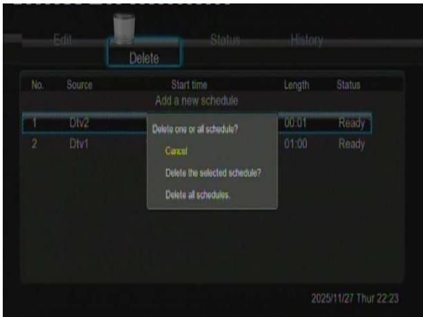 EMTEC MOVIE CUBE V800H - Supprimer une programmation - 1