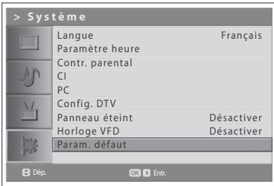 HUMAX LGB-19DXT - Pour réinitialiser les paramètres par défaut, procédez comme suit : - 1