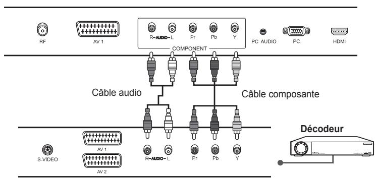 HUMAX LGB-19DXT - Utilisation du cable audio/vidéo composante - 2