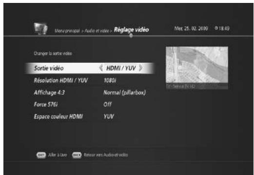 HUMAX TN-5000HD - Paramètres vidéo (MENU > Audio/vidéo) - 3