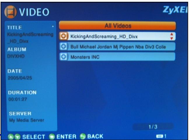 ZYXEL DMA-1000 - Esempio di riproduzione dei file video - 2