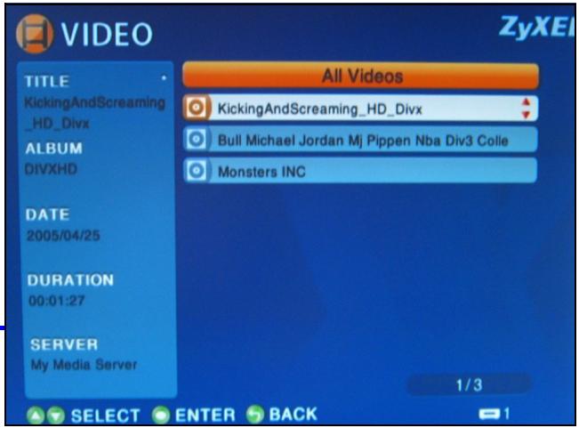 ZYXEL DMA-1000 - Example of Playing Video Files - 3