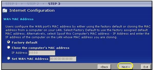 ZYXEL NBG-417N - Set the WAN MAC Address - 1